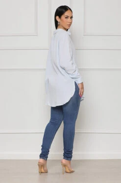 Long Sleeve Linen Button Down Top (Blue)- FINAL SALE -Lilly's Kloset lilly5 10 2319997