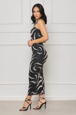 Enough Said Mesh Midi Dress (Black Multi) -Lilly's Kloset lilly5 16 2321953