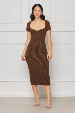 Most Wanted Ribbed Knit Dress (Brown)
