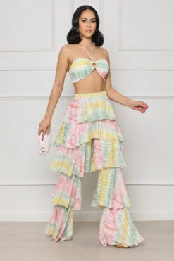 Ocean Breeze Halter Top Pants Set (Pink Multi)- FINAL SALE