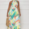 Just For Fun Pleated Maxi Dress (Green Multi)