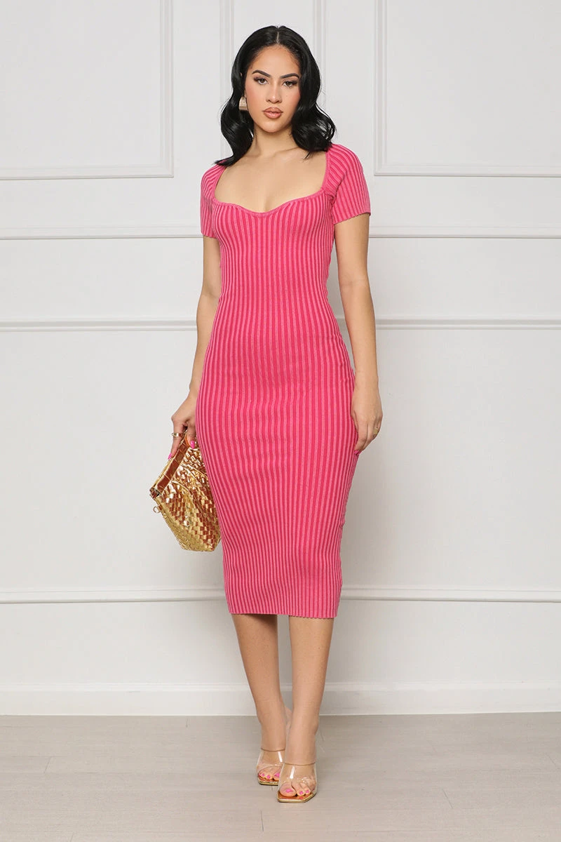 Most Wanted Ribbed Knit Dress (Pink) 2 Most Wanted Ribbed Knit Dress (Pink) - Image 2