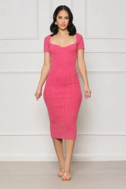 Most Wanted Ribbed Knit Dress (Pink)