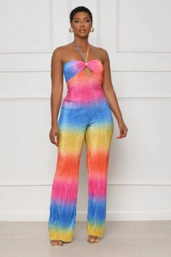 Summer Sun Halter Top Jumpsuit (Pink Multi)