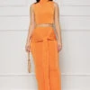 Acting Nice High Neck Skirt Set (Orange)