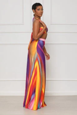 Tropical Sunset Ombre Skirt Set (Purple Multi) -Lilly's Kloset lilly5 16 2322536