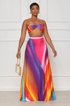 Tropical Sunset Ombre Skirt Set (Purple Multi) -Lilly's Kloset lilly5 16 2322552