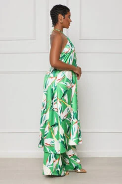 Tropic Lush Halter Top Pants Set (Green Multi) -Lilly's Kloset lilly5 16 2322761