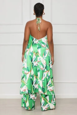 Tropic Lush Halter Top Pants Set (Green Multi) -Lilly's Kloset lilly5 16 2322767