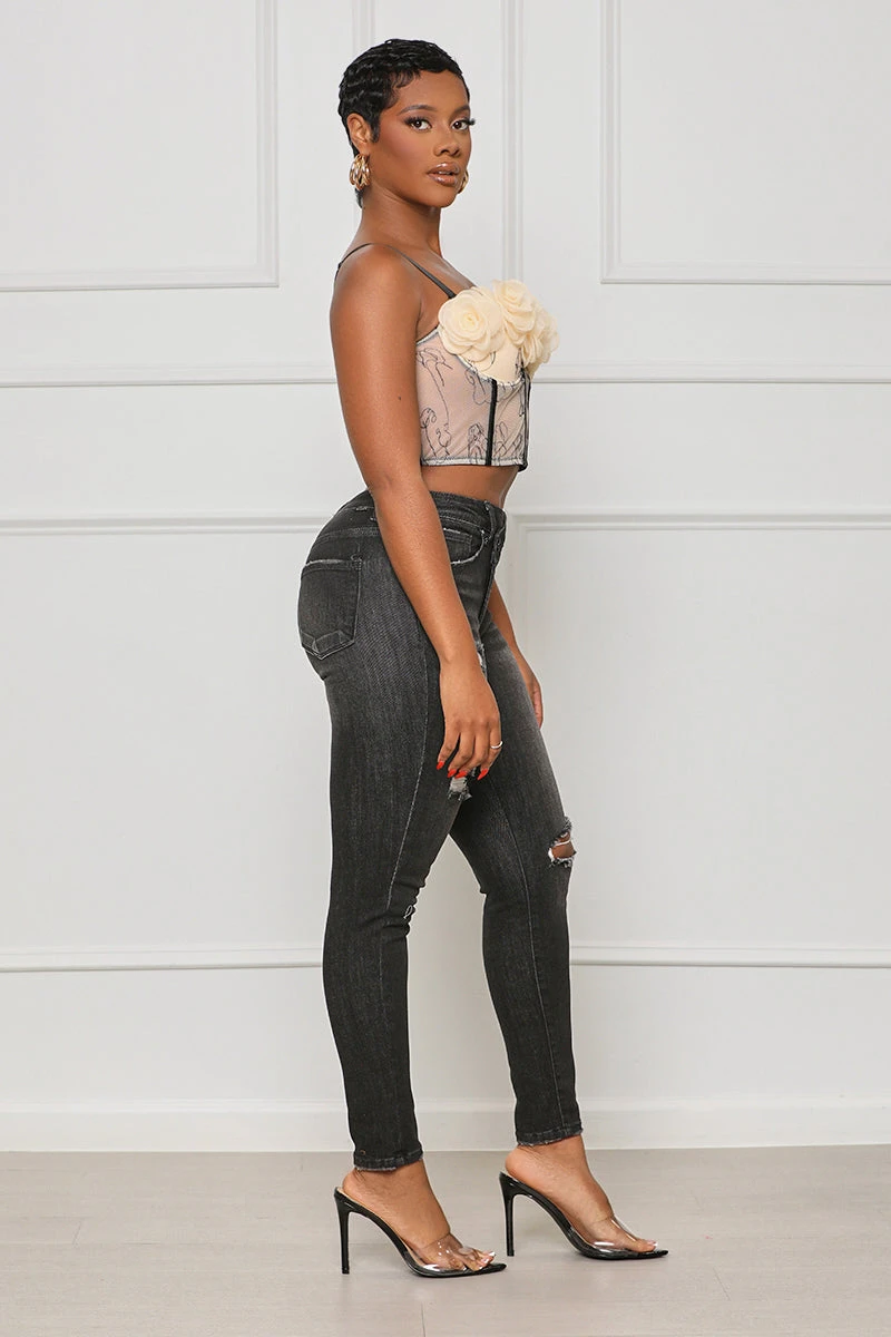 3D Floral Top (Black Multi)- FINAL SALE 4 3D Floral Top (Black Multi)- FINAL SALE - Image 4