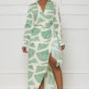 Brunch Date Wrap Midi Dress (Green Multi)