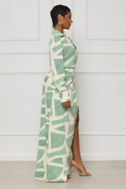 Brunch Date Wrap Midi Dress (Green Multi) -Lilly's Kloset lilly5 16 2323090