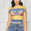More To It Mesh Crop Top (Yellow Multi)- FINAL SALE