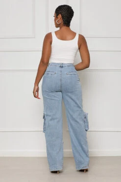 Stand Out Cargo Jeans (Medium Wash) -Lilly's Kloset lilly5 16 2323315