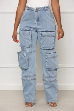 Stand Out Cargo Jeans (Medium Wash) -Lilly's Kloset lilly5 16 2323327