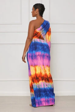Summer Hues One Shoulder Midi Dress (Purple Multi) -Lilly's Kloset lilly5 16 2323470