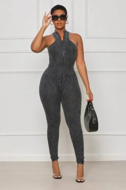 Perfect Night Ribbed Jumpsuit (Grey) -Lilly's Kloset lilly5 16 2323582