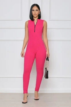Sport Mode Contoured Ribbed Jumpsuit (Pink) -Lilly's Kloset lilly5 17 22 4475