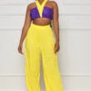 Summer Games Plisse Pants Set (Yellow Multi)- FINAL SALE