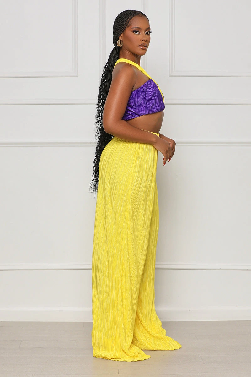 Summer Games Plisse Pants Set (Yellow Multi)- FINAL SALE 2 Summer Games Plisse Pants Set (Yellow Multi)- FINAL SALE - Image 2