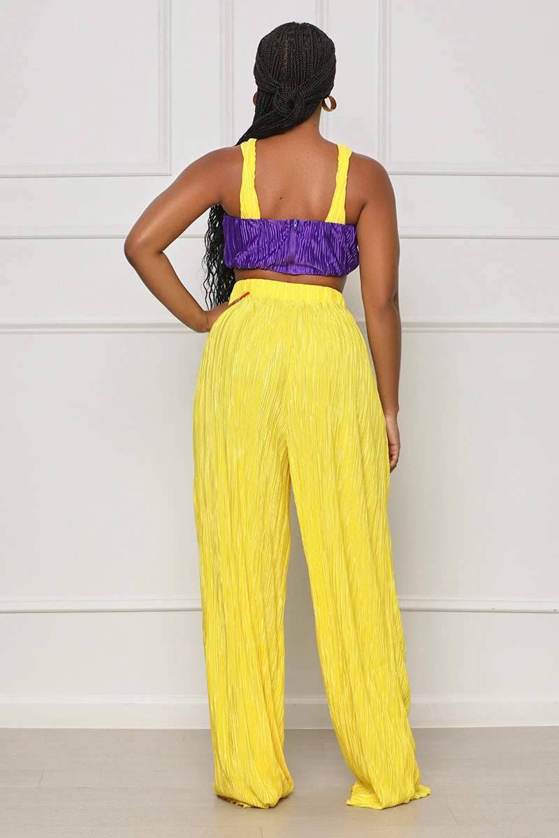 Summer Games Plisse Pants Set (Yellow Multi)- FINAL SALE 3 Summer Games Plisse Pants Set (Yellow Multi)- FINAL SALE - Image 3