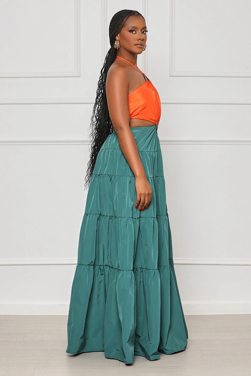 Key West Cut-Out Halter Dress (Green Multi) 3 Key West Cut-Out Halter Dress (Green Multi) - Image 3