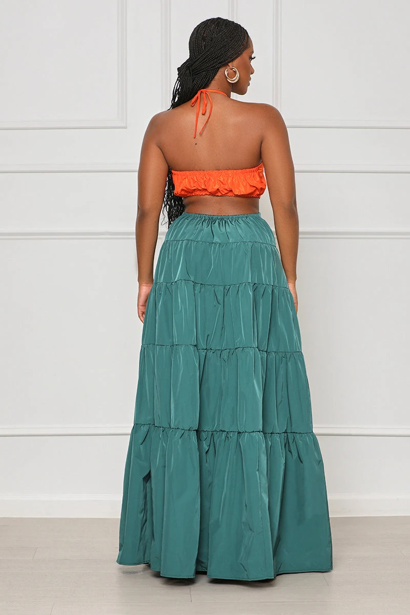 Key West Cut-Out Halter Dress (Green Multi) 2 Key West Cut-Out Halter Dress (Green Multi) - Image 2