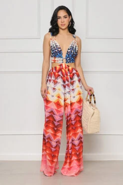 Spare Me Cut-Out Jumpsuit (Red Multi)- FINAL SALE -Lilly's Kloset lilly5 2 2313236