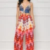 Spare Me Cut-Out Jumpsuit (Red Multi)- FINAL SALE