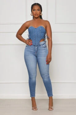 Done Up Drawstring Denim Corset (Blue)- FINAL SALE -Lilly's Kloset lilly5 2 2313360
