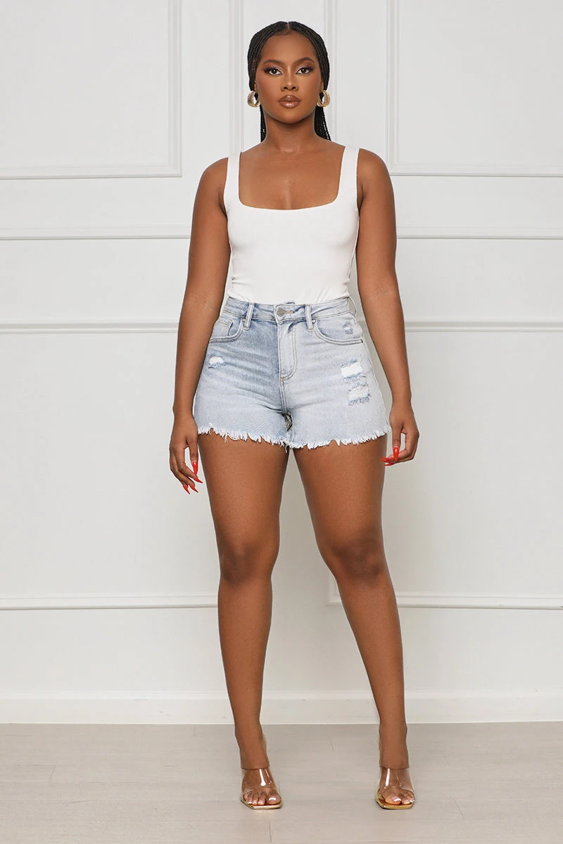 Days In Milan Distressed Denim Shorts 2 Days In Milan Distressed Denim Shorts - Image 2