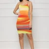 Fierce Energy Ombre Mini Dress (Orange Multi)