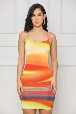 Fierce Energy Ombre Mini Dress (Orange Multi) -Lilly's Kloset lilly5 2 2314000