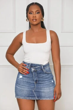 Better For You Distressed Denim Mini Skirt- FINAL SALE