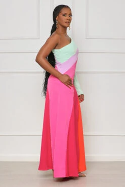 Brunching You One Shoulder Color Block Dress (Multi)- FINAL SALE -Lilly's Kloset lilly5 2 2314097