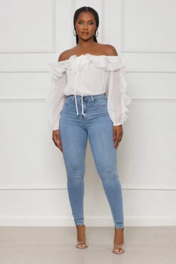 Super Selective Ruffle Off Shoulder Bodysuit (White)- FINAL SALE -Lilly's Kloset lilly5 2 2314228