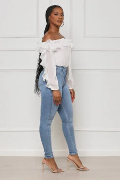 Super Selective Ruffle Off Shoulder Bodysuit (White)- FINAL SALE -Lilly's Kloset lilly5 2 2314243