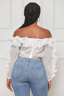 Super Selective Ruffle Off Shoulder Bodysuit (White)- FINAL SALE -Lilly's Kloset lilly5 2 2314259