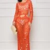 Moroccan Nights Crochet Cover Up (Orange)