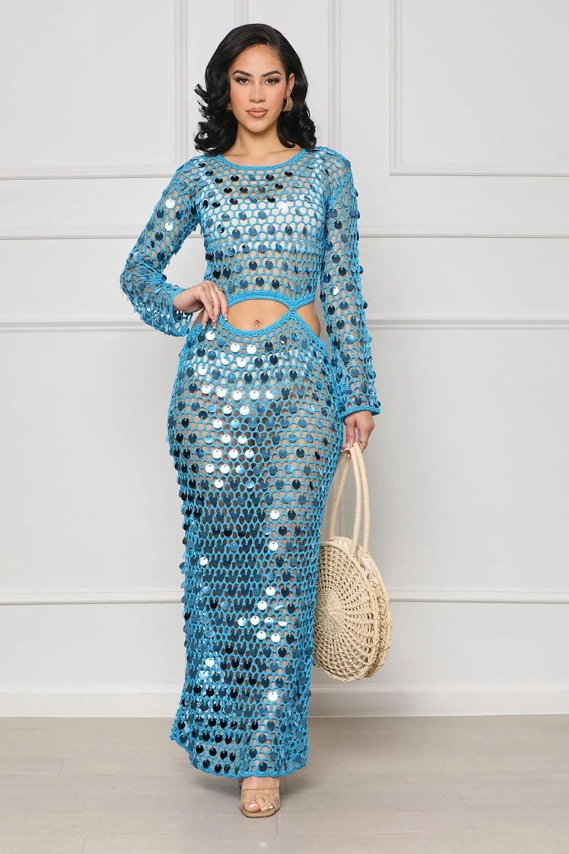 Moroccan Nights Crochet Cover Up (Blue) 1 Moroccan Nights Crochet Cover Up (Blue)