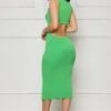 Summer Daze Cut Out Shirt Dress (Green)