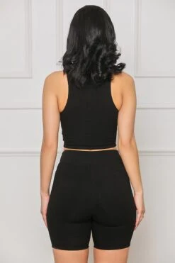 Contour Ribbed Zip Up Shorts Set (Black) -Lilly's Kloset lilly5 23 2325234