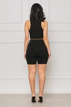 Contour Ribbed Zip Up Shorts Set (Black) -Lilly's Kloset lilly5 23 2325261