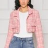 Perfectly Plaid Crop Blazer (Pink Multi)- FINAL SALE