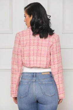 Perfectly Plaid Crop Blazer (Pink Multi)- FINAL SALE -Lilly's Kloset lilly5 23 2325455