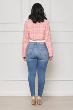 Perfectly Plaid Crop Blazer (Pink Multi)- FINAL SALE -Lilly's Kloset lilly5 23 2325491