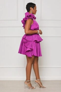 Make A Scene Ruffle Mini Dress (Purple) -Lilly's Kloset lilly5 23 2325579