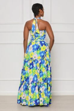 Daisy Fields Halter Top Skirt Set (Blue Multi) -Lilly's Kloset lilly5 23 2325677