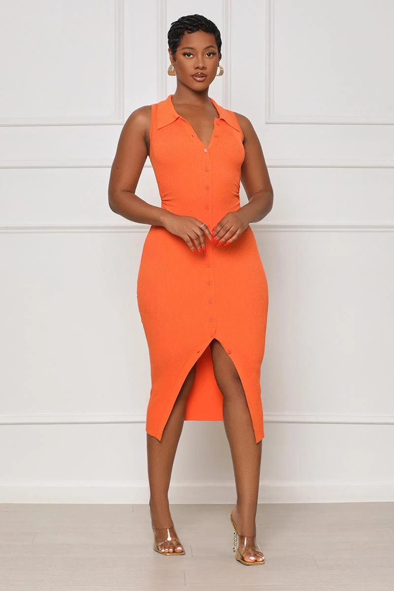 Summer Daze Cut Out Shirt Dress (Orange) 4 Summer Daze Cut Out Shirt Dress (Orange) - Image 4