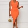 Summer Daze Cut Out Shirt Dress (Orange)